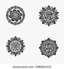 Rose mandada desin Estilo de Vector de silueta.