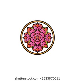 Imagen de Vector de mandala rosa. Imagen editable.