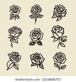 Rose minimal line art vector 
