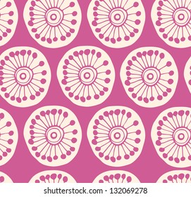 Rose modern seamless pattern. Fabric texture with decorative flowers. Background with circle ornamental texture