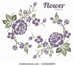 Rose motif design and pattern set 