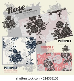 Rose motif design & rose pattern set