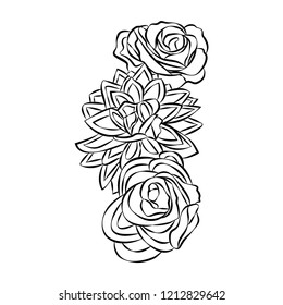 Rose motif, Flower design elements vector on white background