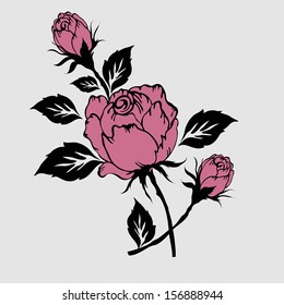 Rose motif pattern hand drawn vector  