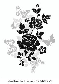 Rose motif,Flower design elements vector