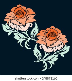 Rose motif,Flower design elements vector