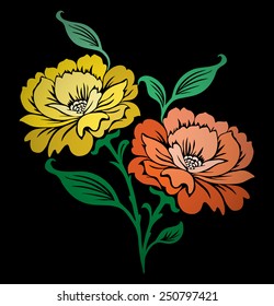 Rose motif,Flower design elements vector 