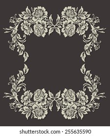 Rose motif,Flower design elements vector,border frame design