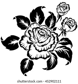 Rose motif,Flower design elements vector,rose tattoo design.
