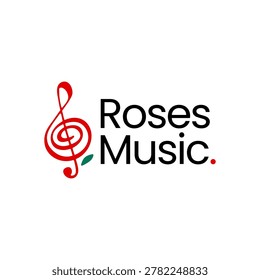 Rose music treble clef logo vector icon illustration