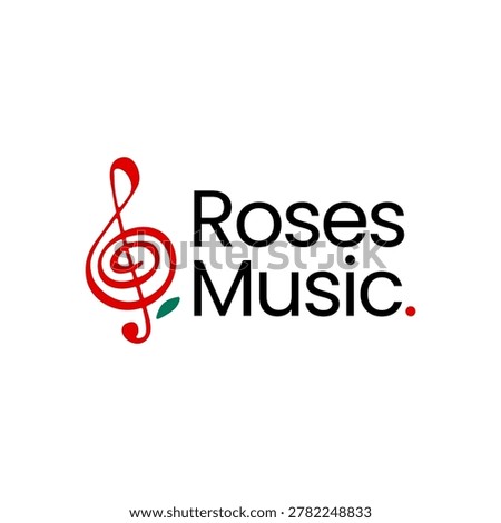 Rose music treble clef logo vector icon illustration
