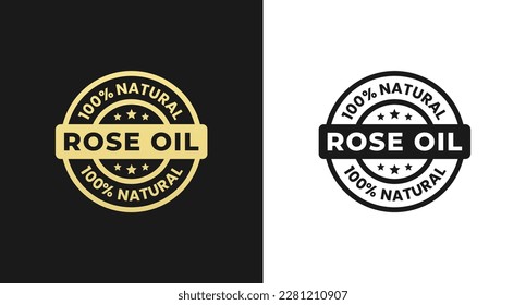 Rose Oil Label or Rose Essential Oil Label Vector Isolated in Flat Style. Best Rose Essential Oil Label for product design element. Simple Rose Oil Label for product packaging design element.