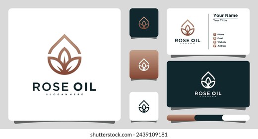 Rose oil logo template with different unique concept. Premium Vector