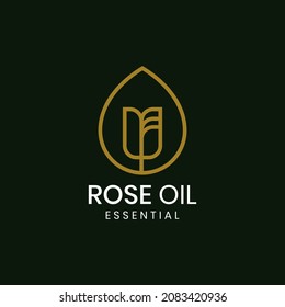 Rose oil logo template with unique concept vector