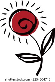 Rose im alten Schuldoodle-Stil. Vektorgrafik