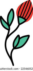 Rose in old school doodle style. Vector illustration