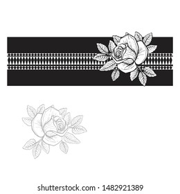 Rose on a geometric background. Rose tattoo. Vector illustration.