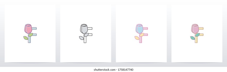 Rose On Letter Logo Design F