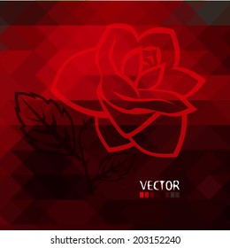 Rose on a red background. red mosaic. Vector 