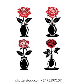 Rose on the Vase Silhouette Illustration - Ideal for T-shirt Design, Hoodie Design, Pillow Cover Design, and More