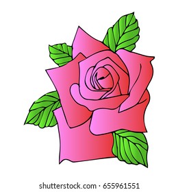 Rose on a white background vector illustration. Doodle style. Design icon, print, logo, poster, symbol, decor, textile, paper, card. 