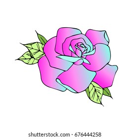 Rose on a white background vector illustration. Doodle style. Design icon, print, logo, poster, symbol, decor, textile, paper, card. 