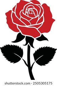 Rose one color vector logo, emblem or icon for company branding. Decorative flower silhouette art style.