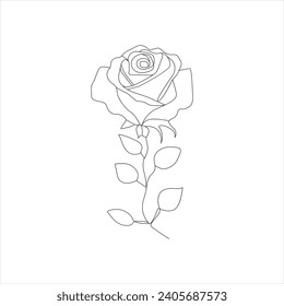 Rose one continuous line drawing. Floral flower natural design. Graphic, sketch drawing. rose
