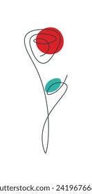 
Rose in one continuous line. Rosebud in one line. Abstract hand drawing in minimalist style. Floral vector illustration.