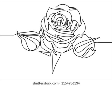 Rose one line art. Flower vector icon