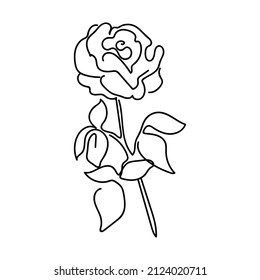 Rose One Line Art Flower Vector Stock Vector (Royalty Free) 2124020711 ...