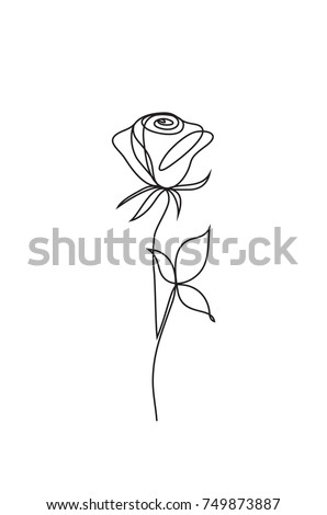 Rose one line art. Flower vector icon