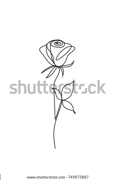 バラの1ラインアート 花のベクター画像アイコン のベクター画像素材 ロイヤリティフリー 749873887