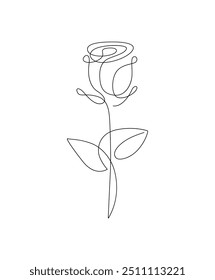 Rose one line art illustration black and white
