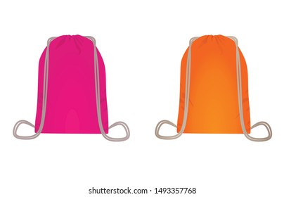 Rose and orange backpack bag. vector illustration