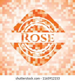 Rose orange mosaic emblem with background