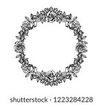 Rose ornament vector by hand drawing.Beautiful flower on brown background.Golden celebration rose lace vector art highly detailed in line art style.Flower tattoo for paint or pattern.