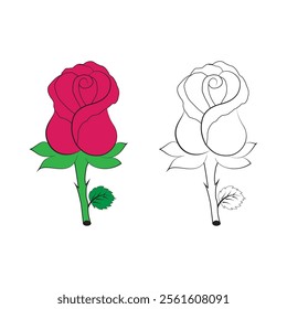 Rose outline art vector in white background