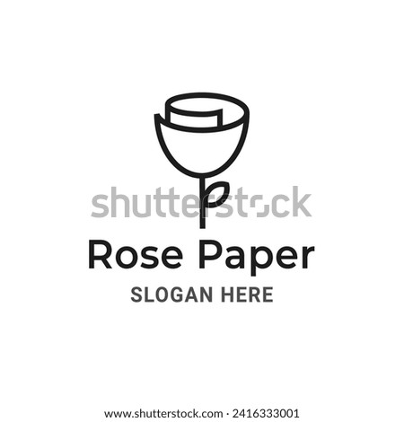 Rose paper logo concept. Flower and paper vector illustration