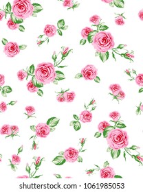 Rose Pattern Big Small Flowers Leaves Stock Vector (Royalty Free ...