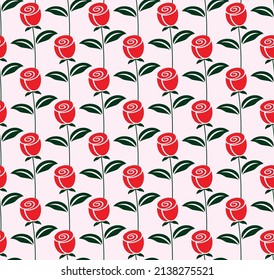 Rose pattern. Cute flower seamless background vector. Red floral wallpaper.