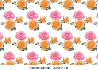 ROSE PATTERN DESIGN, ILLUSTRATION CAN BE USED AS BACKGROUND OF WALL ART, IN TEXTILE