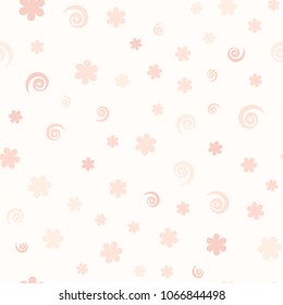 Rose pattern with flowers and spirals. Seamless vector