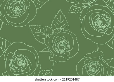 Rose Muster auf hellgrünem Hintergrund.