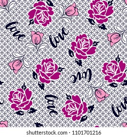 Rose Pattern with pink Flowers on circular background for textile pattern,fashion print,fabric design