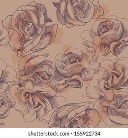 Rose pattern. Seamless floral background.