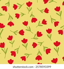 rose pattern, tulips illustration, red flowers pattern