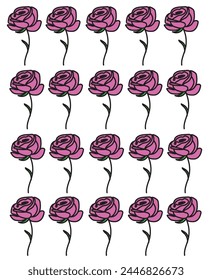 Rose pattern vectror illustration. Pink white rose patterns