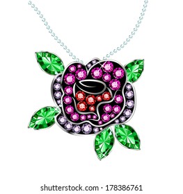 rose pendant made of colored gems