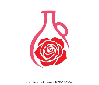 Rose Perfume Logo Template Design Vector, Emblem, Design Concept, Creative Symbol, Icon